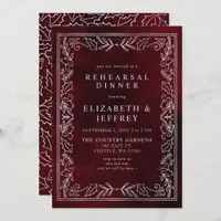 Red Silver Holly Christmas Rehearsal Dinner Invitation