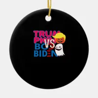 Funny Trumpkin Vs Boo Biden Halloween Design Class Ceramic Ornament