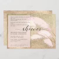 Blush Rose Gold Pampas Grass  Invitation