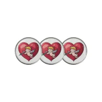 Cupid on Red Heart Golf Ball Marker