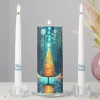 Iridescent Holiday Dream 🎄 Glowing Christmas Tree Unity Candle Set