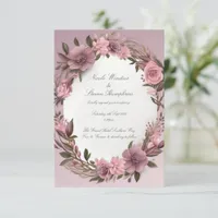 Together Forever Mauve Floral Wedding Invitation