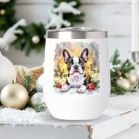 A Sweet Boston Terrier Christmas Thermal Wine Tumbler