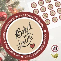 Personalized Message Baked with Love Christmas  Classic Round Sticker