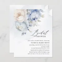 Budget Dusty Blue Floral Bridal Shower Invitations