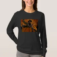 Witch and Cat on Giant Pumpkin  T-Shirt