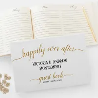Happily Ever After Gold Script Photo Wedding Guest Book