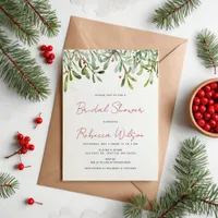 Mistletoe Winter Holidays Christmas Bridal Shower Invitation