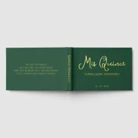 Elegant Modern Green Gold Quinceañera Foil Guest Book