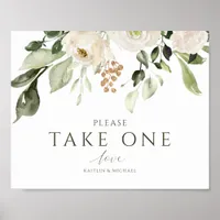 Elegant Wedding Please Take One Sign Foliage White