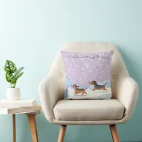 Cute Dachshunds Snow Dog Doxie Festive Christmas Throw Pillow