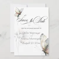 Elegant Butterfly and Dandelion Puff Pastels Ink  Invitation