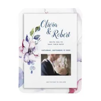 Photo Save the Date Watercolor Apple Blossoms Magnet