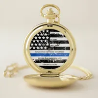 Personalized Police Retirement Thin Blue Line Flag Pocket Watch