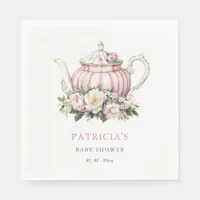 Blush Pink Tea Party Girl Baby Shower  Napkins