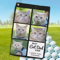 Best CAT DAD Ever - Golfer - Personalized 5 Photo Golf Towel