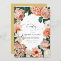 Sunrise Coral/Blush Peach/Driftwood Cream Wedding Invitation