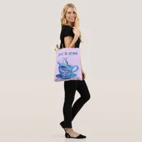 Artistic Blue Coffee Cup with Swirling Patterns Tote Bag