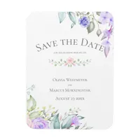 Save the Date Pale Lilac and Pink Flowers Magnet