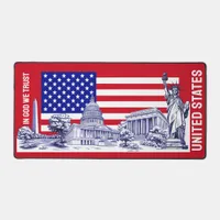 USA America Flag Monument Illustration Souvenir Desk Mat