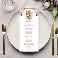 Cute Floral Giraffe Watercolor Girl Baby Shower Menu