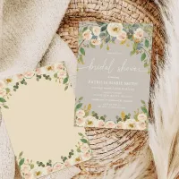 Modern Elegant Taupe Peach Floral Bridal Shower Invitation