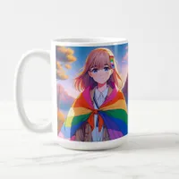 Anime Girl with LGBTQIA+ Cape   Coffee Mug