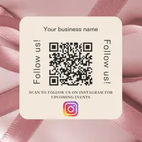 Beige business name qr code instagram square sticker