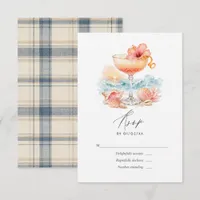 Luxury Coastal Chic Coral Cocktail Beach Wedding RSVP Card