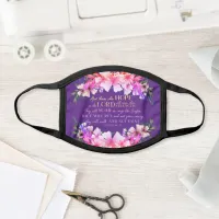 Christian Bible Verse Purple Pink Glitter Floral Face Mask