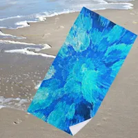 Abstract, modern, turquoise mosaic  beach towel