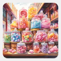 Vintage Candy Shop Taffy  Square Sticker