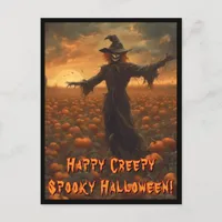 Creepy Spooky Halloween Scarecrow Postcard
