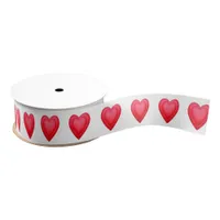 Valentine's Birthday Red Hearts  Grosgrain Ribbon