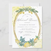 Boho Script Lemon Citrus Summer Rehearsal Dinner Invitation