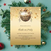 Gold bauble stars Christmas Party invitation