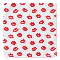 Sexy Lipstick Kisses Red Lips on White Bandana