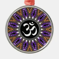 Purple Gold Earth OM Mandala Metal Ornament