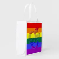 Male Couple Pride Symbols Rainbow Flag Grocery Bag