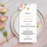 Christening Menu rose gold blush pink floral girl