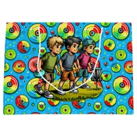 Blue, Green and Red Disc Golf Themed Birthday Large Gift Bag