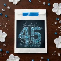 Elegant Teal Blue Diamonds Glamorous 45th Birthday Favor Bag