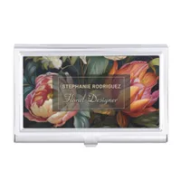 Luxurious Dutch Floral Painting Floral Design  Business Card Case