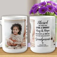 Grandparents Personalized Grandma Grandpa 2 Photo Coffee Mug
