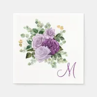 Purple Roses Monogram Napkins