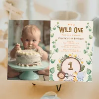 He's a Wild One Birthday Photo Invitation