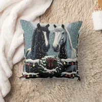 Festive Horses | Merry Christmas Throw Pillow