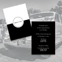 Classic Black & White Wedding Invitation Flat Card