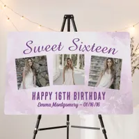 Pink Floral Photo Collage 16th Birthday Party Foam Board