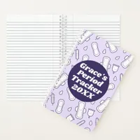 Cute Lavender Sanitary Pad Pattern Period Tracker Notebook